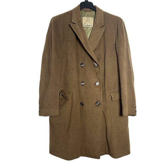 100% Cashmere Golds Minneapolis Men's Double-Breasted Brown Overcoat - Picture 1 of 16